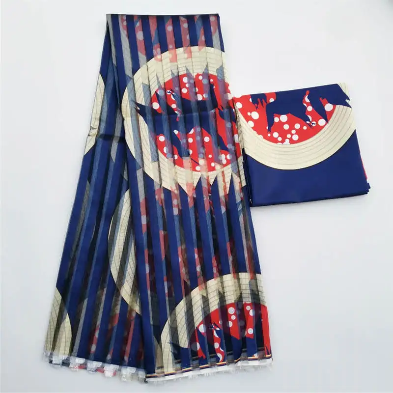 

2020 Hot Sale African Printed Organza ribbon Fabric thick Ribbon fabric silk fabric for Garment Material 6 yards ! P10608