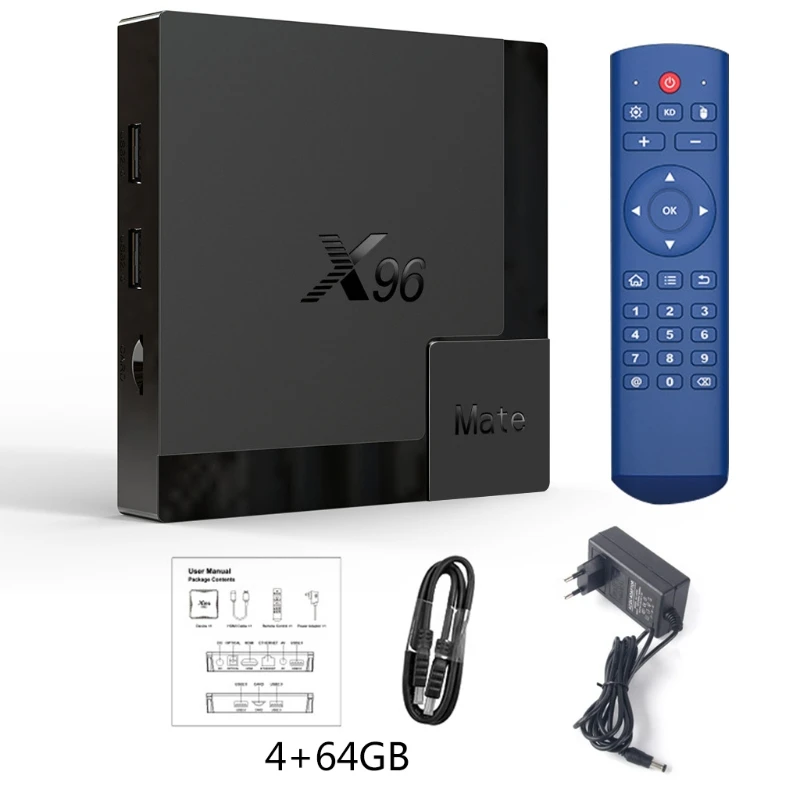 

X96 Mate Smart TV Box Andr oid 10 4G 64GB 2.4G&5G wifi 4K Voice Assistant Media Player BT5.0 Set Top Box