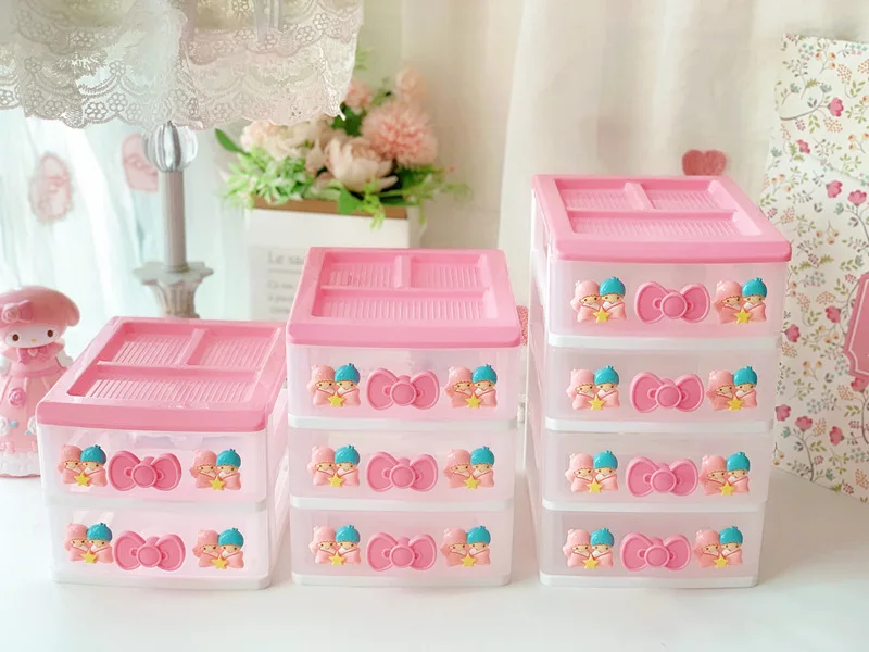 Sanrioed Mymelody Kuromi Hellokittys Littletwinstars Новый мультяшный Настольный ящик для ювелирных