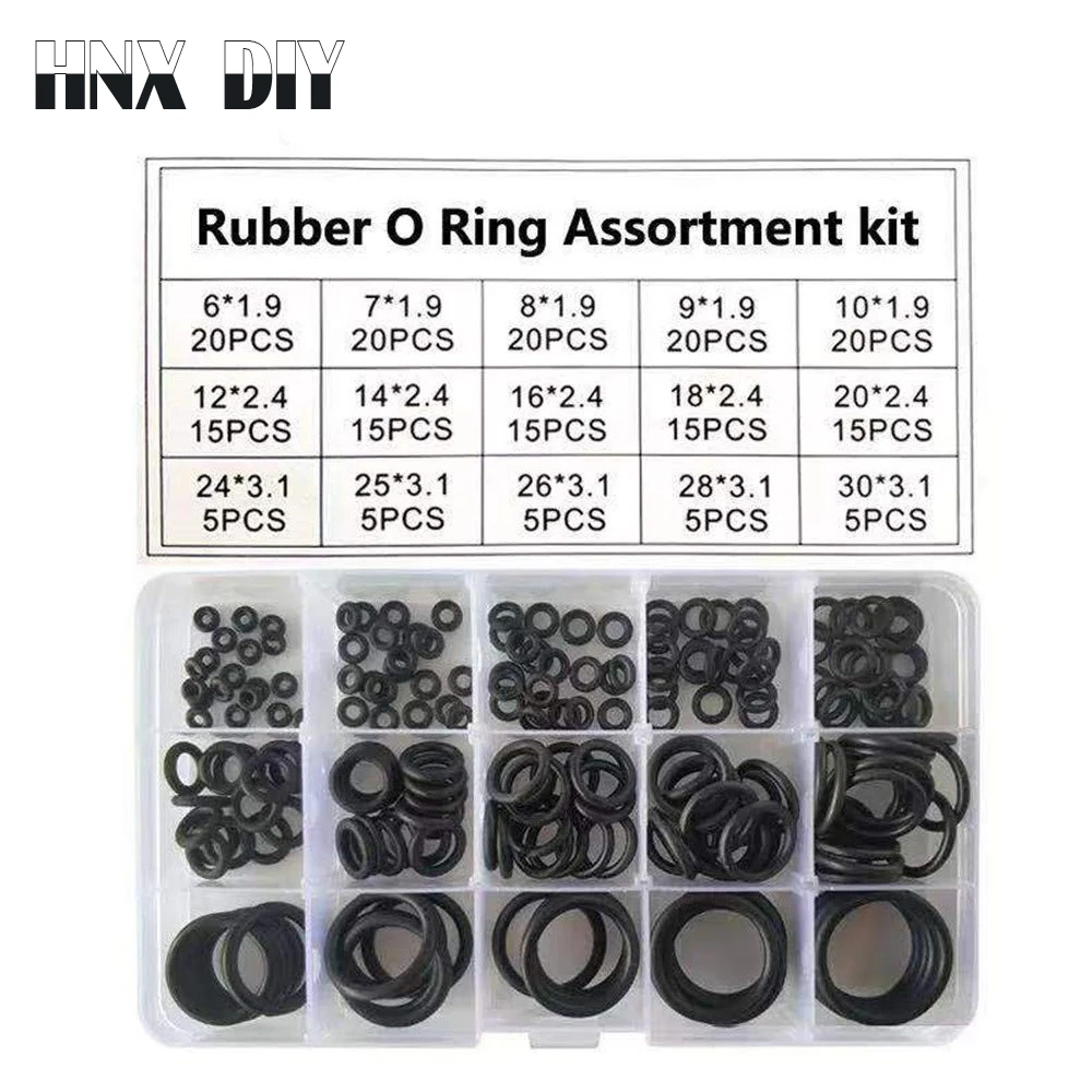 

O Ring Set hydrolock Rubber 200Pcs/Set O-Rings Washer Gasket Sealing O Ring kit Assortment Silicone Rubber Ring 15 Size With Box