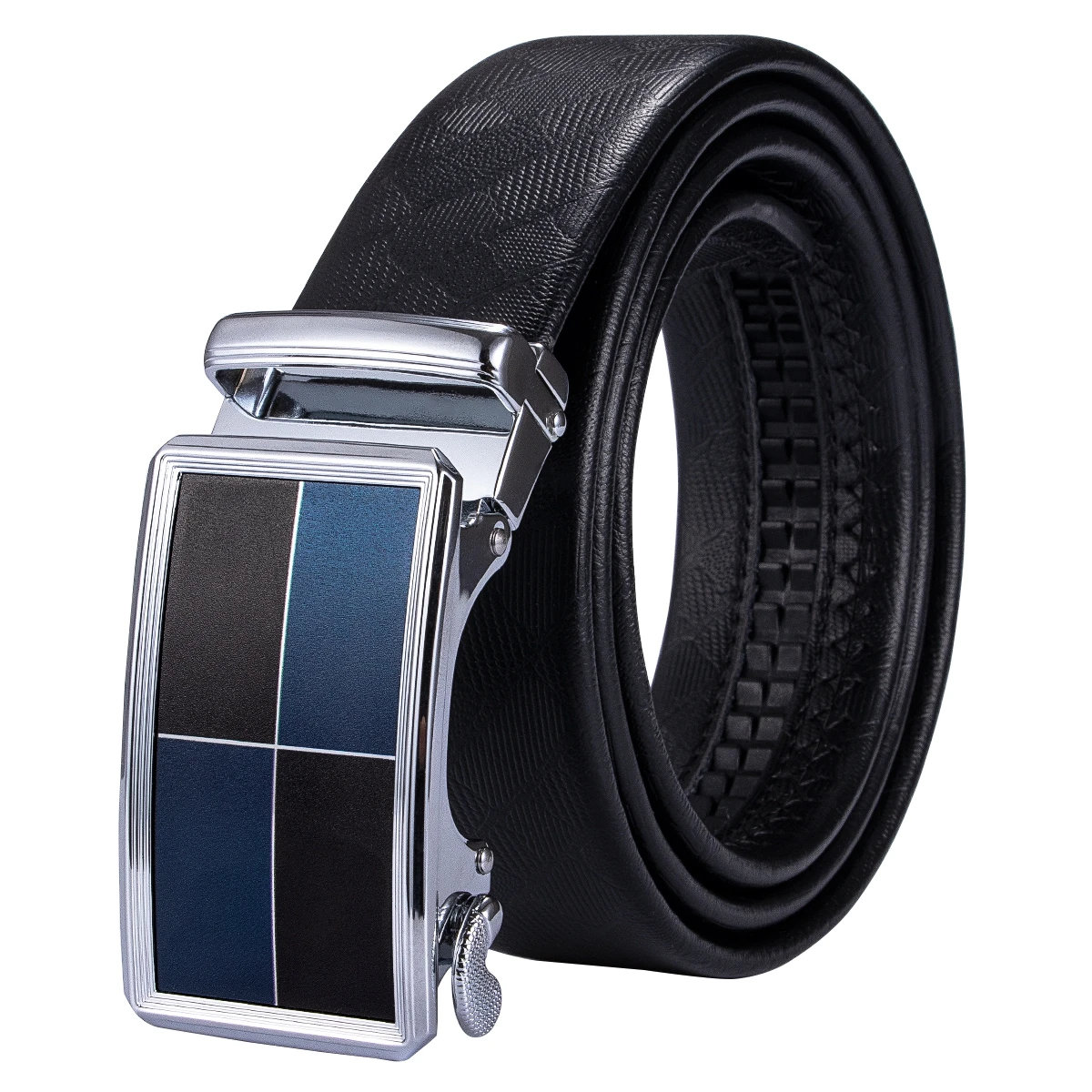 Мужской ремень из натуральной кожи Hi Tie модная серебряная пряжка черного цвета 160