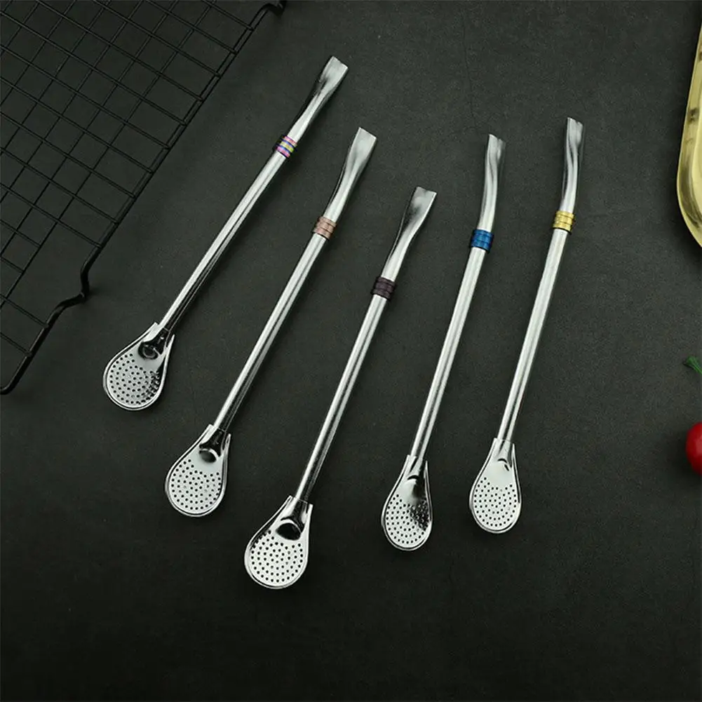 Studyset 1PC Stainless Steel Drinking Straw Spoon Coffee Tea Filter Stirring | Дом и сад
