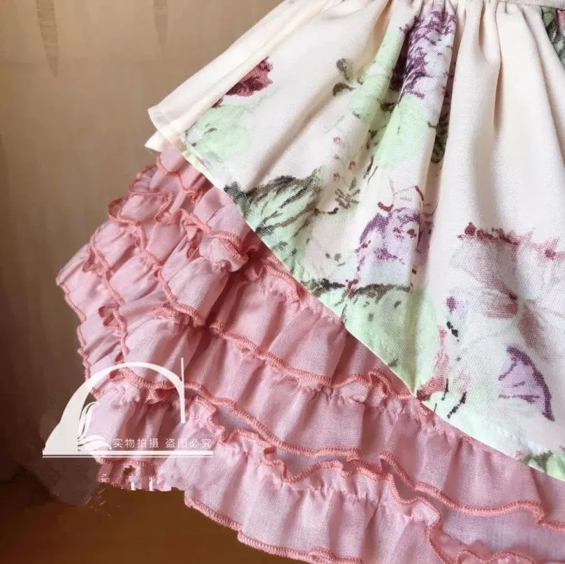 

Autumn Winter Spanish Vintage Girls Lolita Princess Dress Sleeveless Print Sweet Cute Dress For Girls Easter Vestidos Y3554