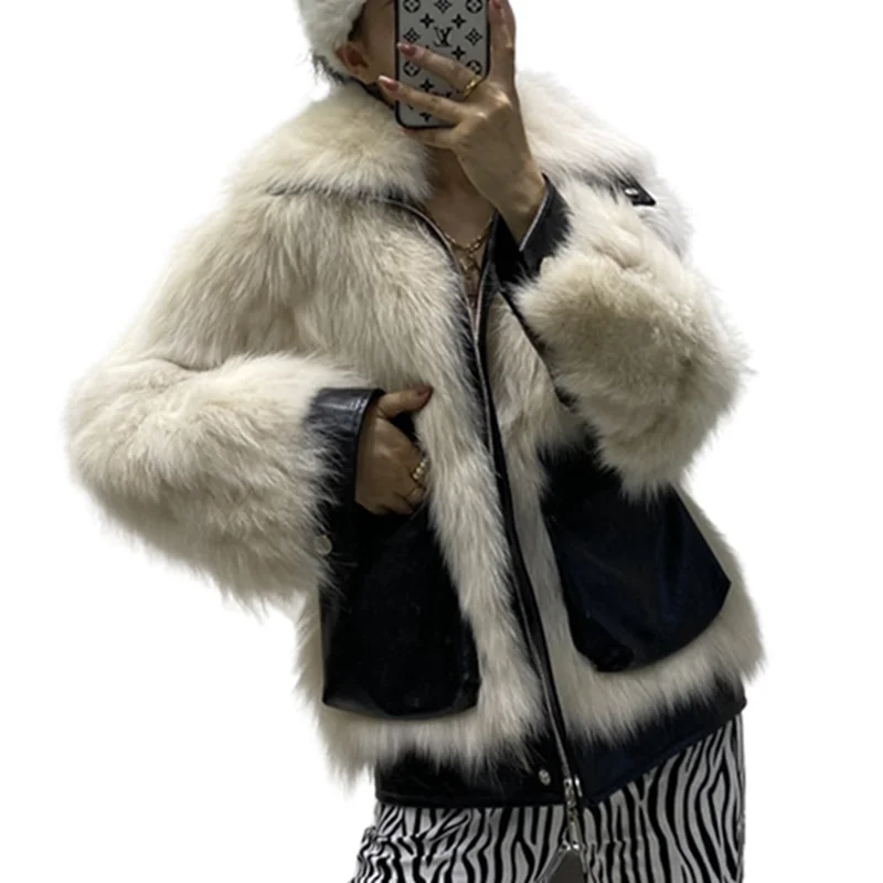

New Winter Woman Real fox Fur Coat with Collar Natural Fur Jacket Genuine High Quality Warm Luxury Overcoats