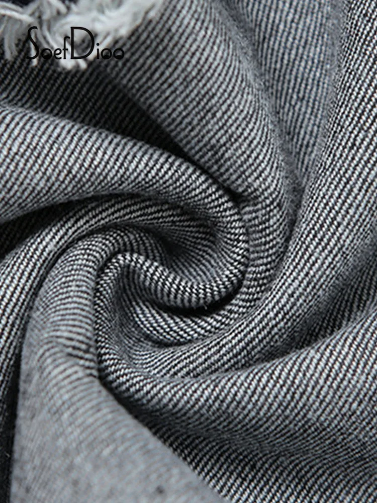 

Soefdioo High Quality Contrast Color Tassel Denim Pants Women High Waist Straight Jeans Autumn 2021 Casual Fashion Streetwear