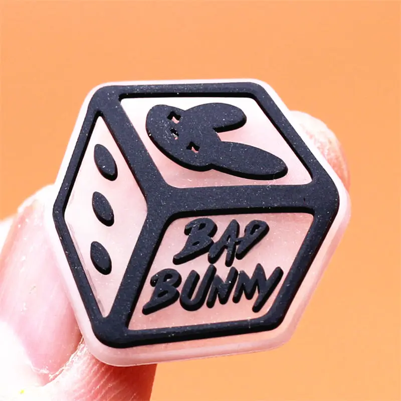 Luminous Bad Bunny Style Shoe Charms Accessories Planet Dice Eye Rabbit Man Shoe Buckle Decorations fit Kids X-mas Party Gifts