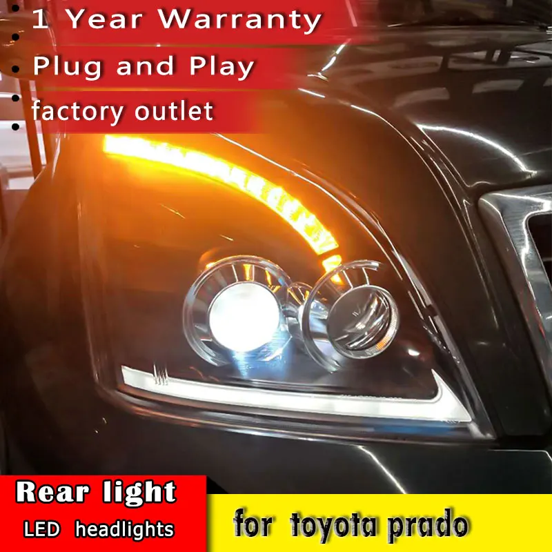 

Car Styling Head Lamp 2003-2009 for Toyota Prado ALL LED Headlights DRL Daytime Running Light Bi-LED lens Accessories