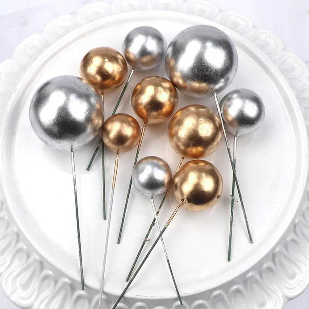 

5 Colorful Ball Decoration Wedding Party Cake Decoration Topper Supplies Decoration Cupcake Ball Golden Cake Birthday Party L6i1