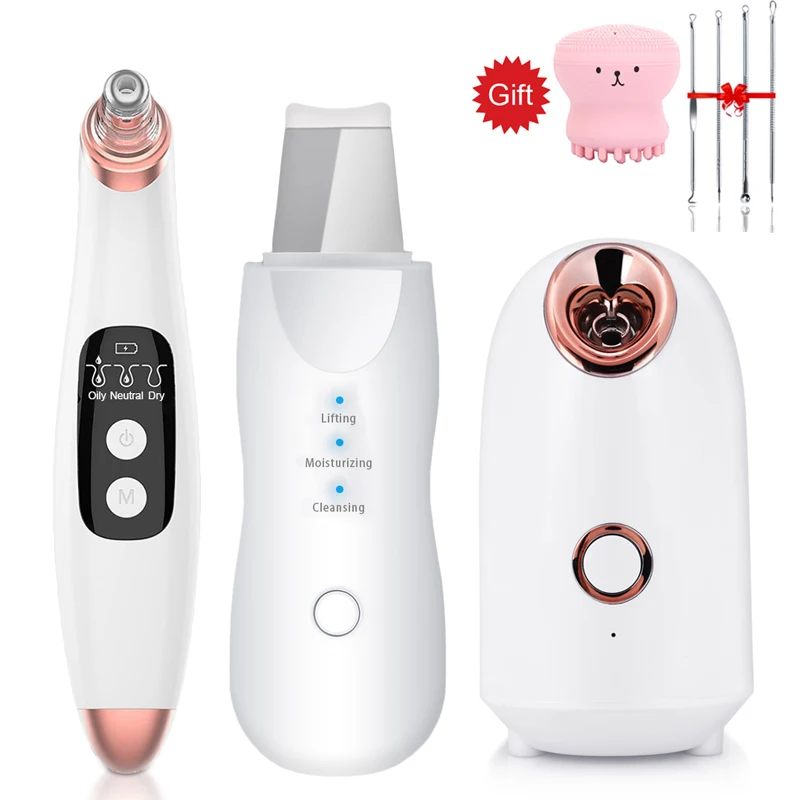 

Nano Ionic Face Sprayer Steamer Machine+Pore Cleaner Blackhead Remover+Ultrasonic Skin Scrubber Deep CleaningBeauty Instruments