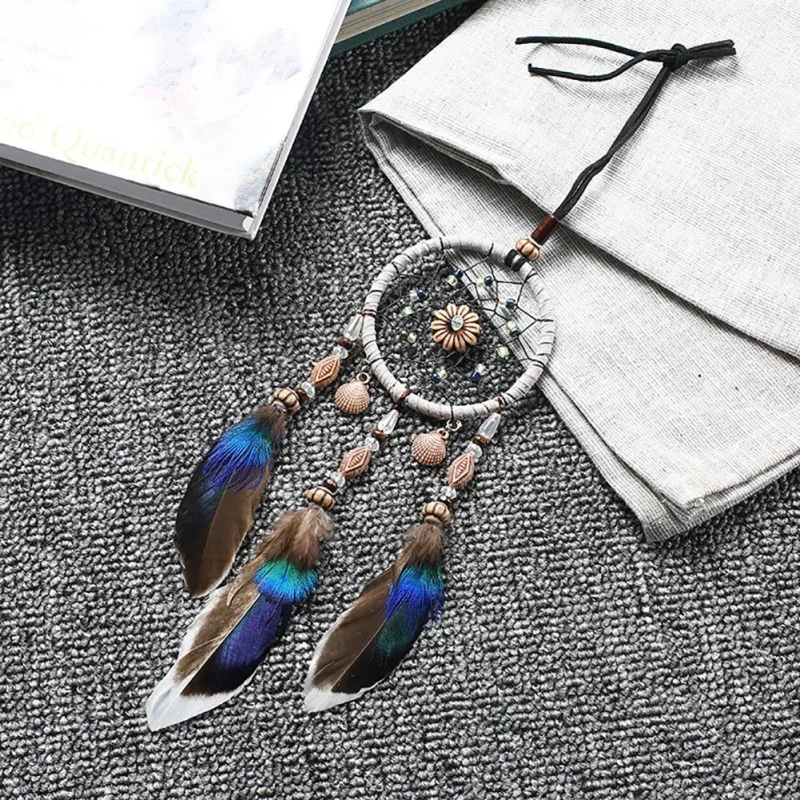 

Mini dream catcher car pendant wind chime colorful feather decoration home decoration hanging decoration handmade gift