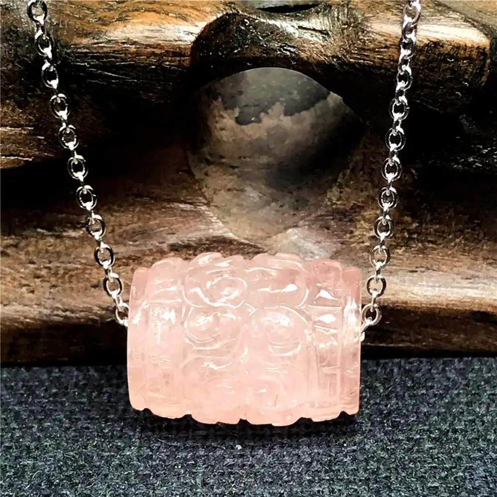 

Подлинный натуральный розовый кулон из морганита ожерелье ювелирные изделия для женщин мужчин ягода кристалл 15x10 мм бусины камень 925 серебр...