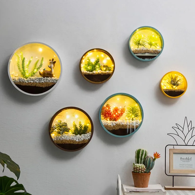 Creative Iron Art Transparent Glass Wall Vase Home Living Room Restaurant Office Wall Planter Succulent Plant Hanging Flower Pot
