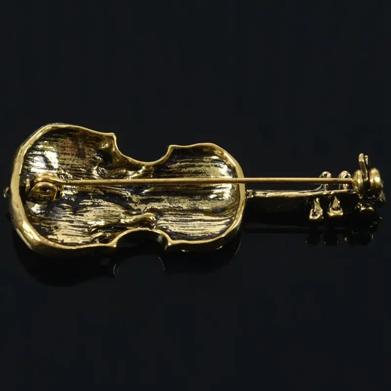 Базовый металлический коричневый кристалл Винтажный стиль скрипка булавка