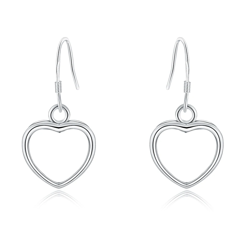 

925 Sterling Silver Minimalism Heart Drop Earrings For girls Fashion Engagement Wedding LOVE Jewelry Women Gift