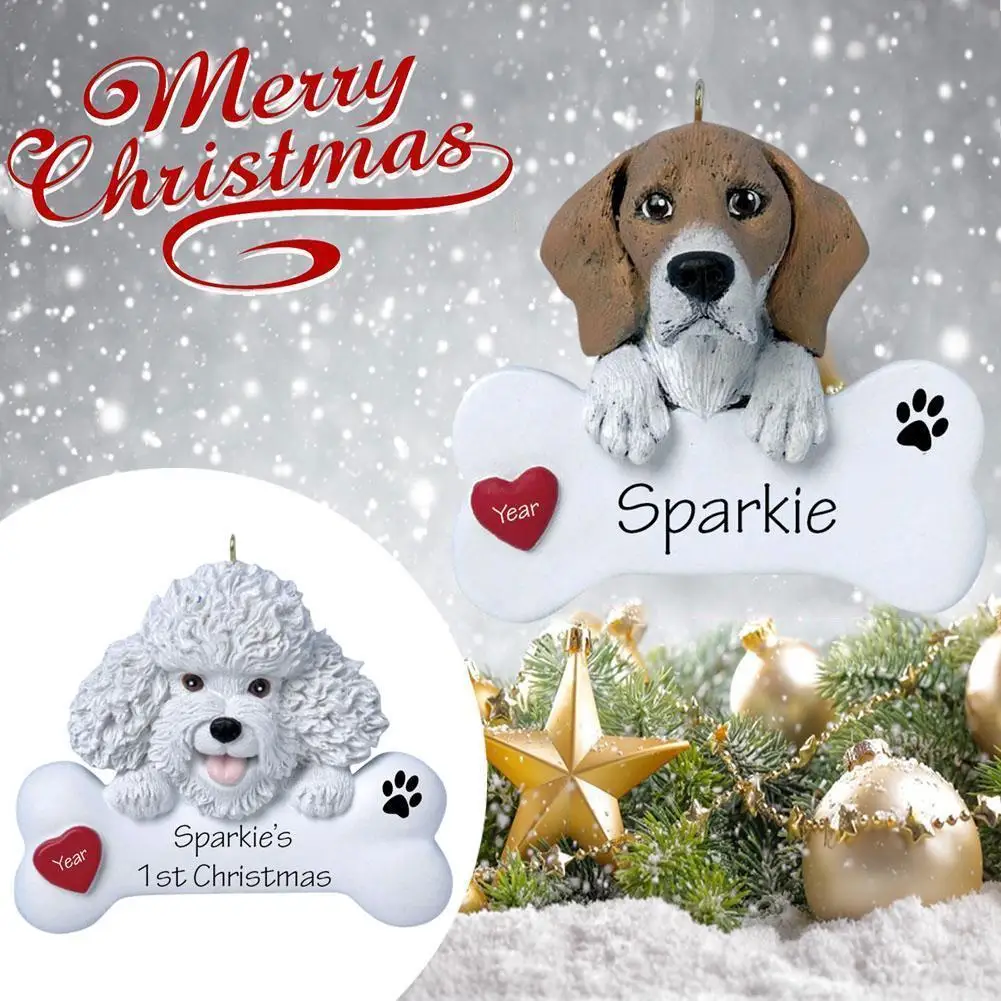 

Car Interior Diy Handwritten Greetings Name Blessings Dog Series Pet Dog Resin Christmas New Year Hanging Ornaments Accessories