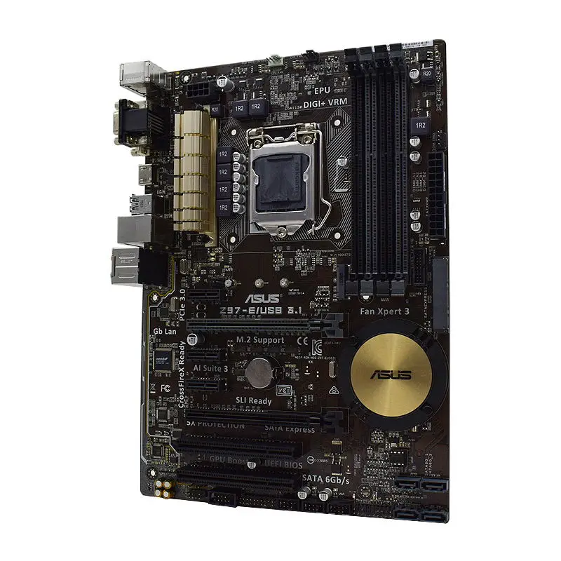 Z97 Motherboard LGA 1150 ASUS Z97-E/USB3.1 DDR3 32GB RAM Kit Xeon Intel Core i7 4770K Cpus DVI HDMI M.2 SATA3 ATX PCI-E 3.0 |