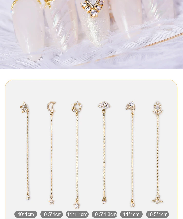 1 Pc Nail Charms Alloy Drill Chains Mixed Shape Ornament Bling Rhinestones Studs Charms 3D Nail Art Decoration Accessories