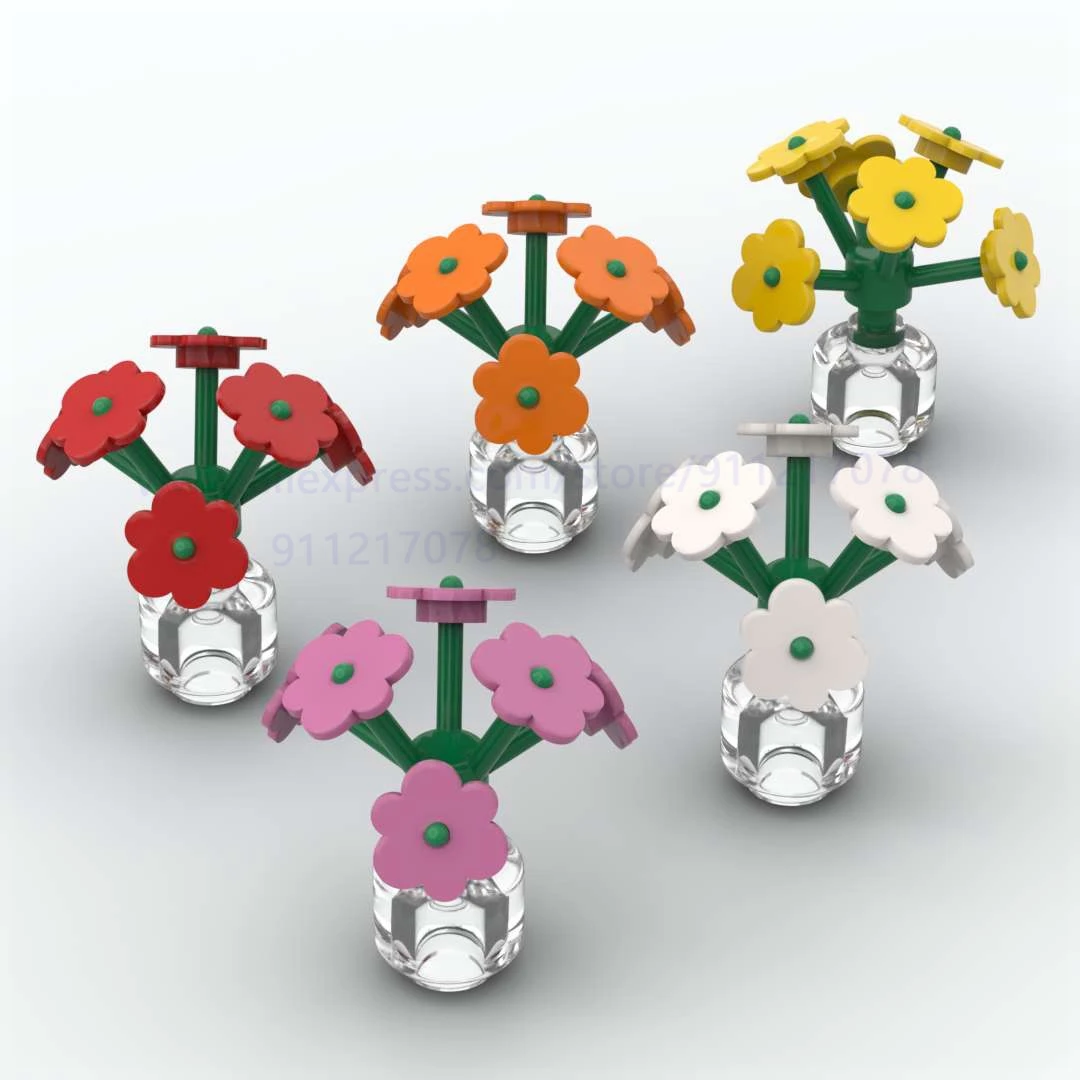 

10pcs Vase Building Block Flowers diy Bricks Toys Plants Assembles Particles Children Educational Creatives Birthday Gift