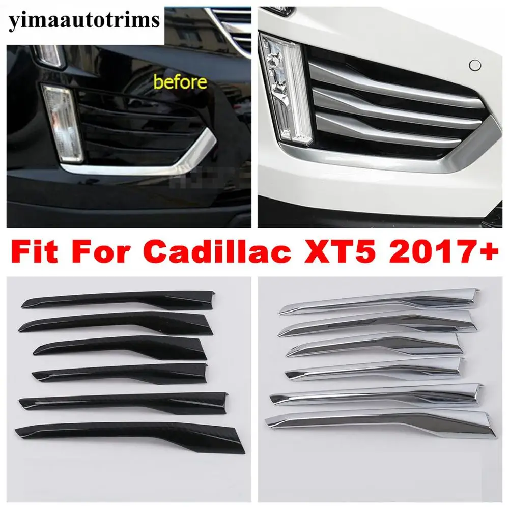 

Front Face Lights Fog Lamps Eyebrow Eyelid Decoration Stripes Strip Cover Trim Fit For Cadillac XT5 2017 - 2021