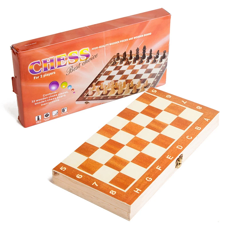 

3 In 1 Folding Wooden International Chess Set Foldable Checkers Board Game Funny Chessmen Collection Portable Chessboard Games