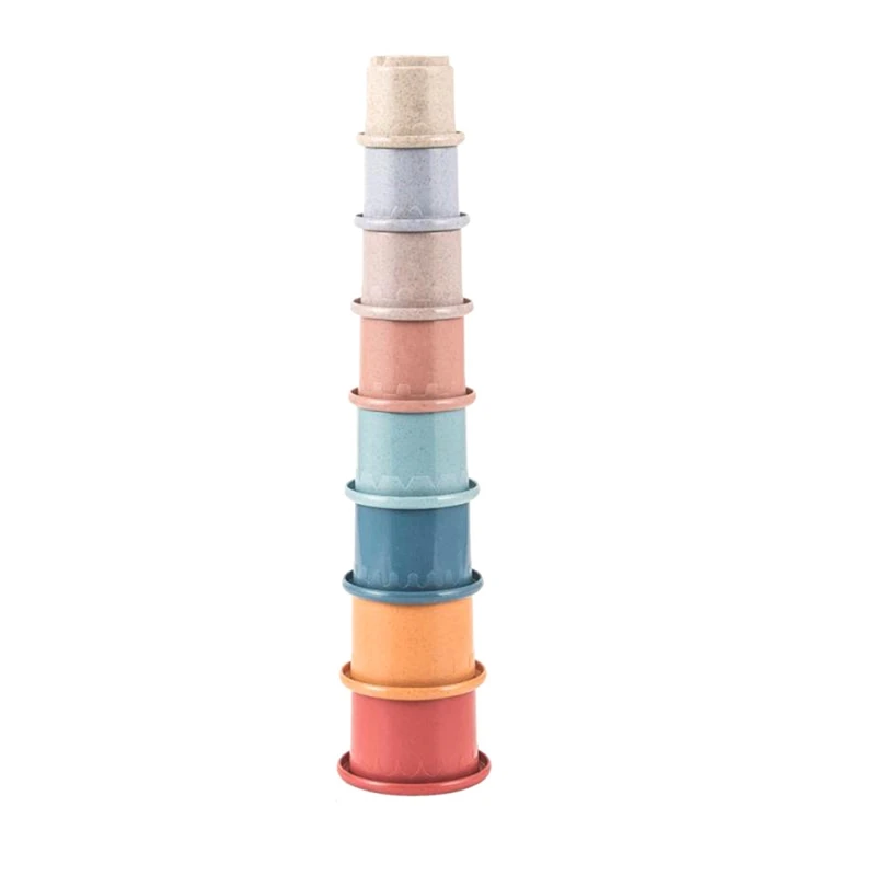 

Funny Wheat Straw Hourglass Stacking Cup Science Education Bathtub Toy Stacking Ring Tower Toy Christmas Gift