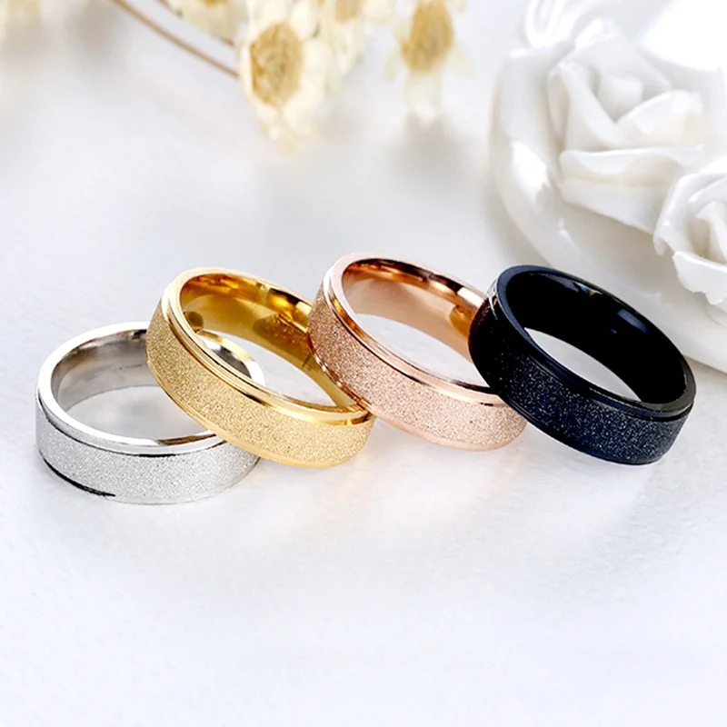 

Fashion Stainless Steel Frosted Ring New Product 4mm 6mm Ring Men and Women Creative Simple Couple Ring Exquisite Wild Ring