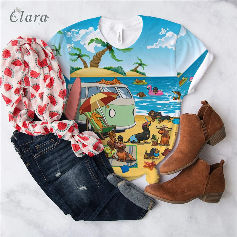 

2021 New Arrival Men T Shirt Full Anime Shirt Printing Fashion Short Sleeve Dog Beach Men Tees