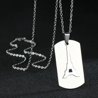 new fashion geometric necklace eiffel tower paris pendants stainless steel long chain women men colar gift jewelry choker
