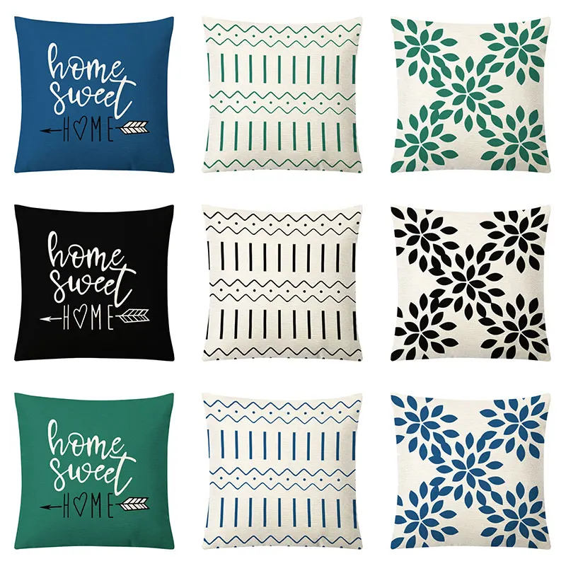 

Simple Style Ins Geometric Cushion Cover Nordic Home Decor Letter Printed Cotton Linen Throw Pillow Cases Decorative Sofa Chair