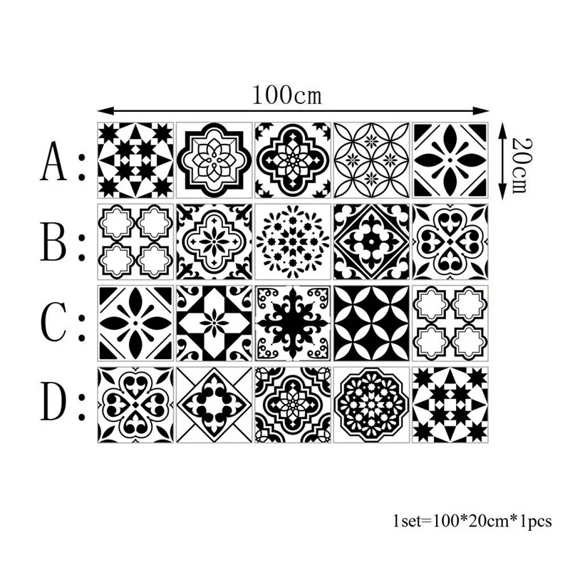 

Black White Mandala Wall Stickers Retro Pattern Kitchen Bathroom Living Room Decals for Furniture Bohemian Decor Wallpaper Art