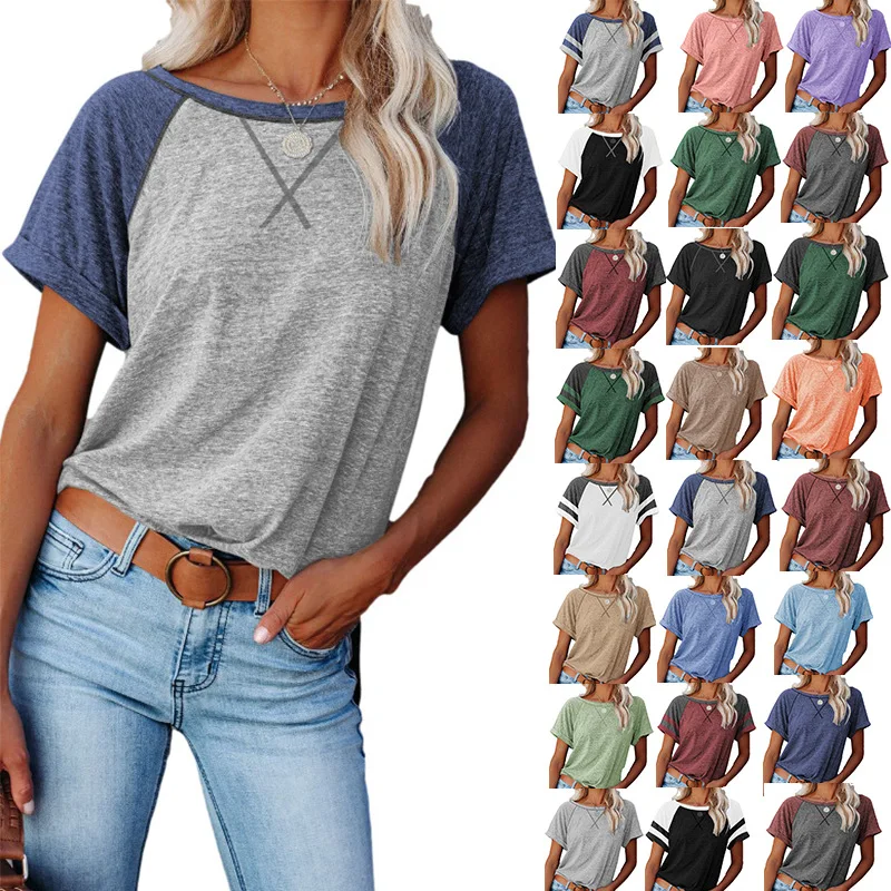 

2021 High Quality Women Summer T-shirt Fashion Oversize Causal Short Sleeves Home Coming O-Neck Plus Size Vintage Tops