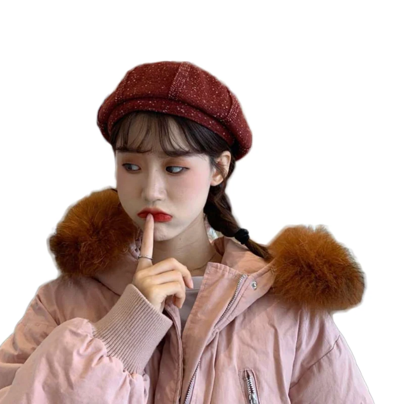 

Berets Plaid Beret Hat Vintage Retro Autumn Winter Hats for Women French Painter Hat Ladies Artist Beret Women Hats