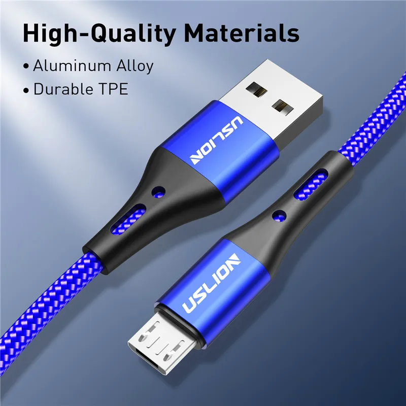 uslion 3a fast charging micro usb cable for xiaomi redmi note 5 pro android phone change for samsung s7 micro charger data cable free global shipping