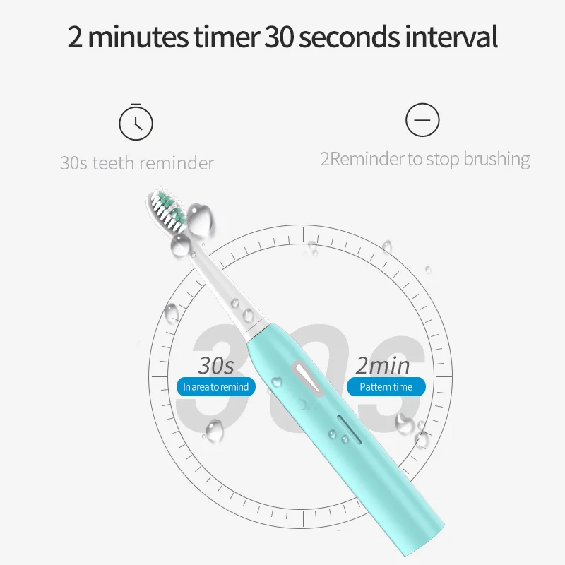 

New Electric Toothbrushes for Adults Kids Smart Timer Rechargeable Whitening Toothbrush IPX7 Waterproof 3 Heads USB Charging