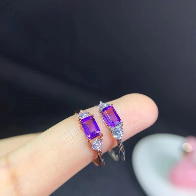 

New Store Sale Natural Purple Amethyst Gemstone Ring for Women Jewelry Real 925 Sterling Silver Charm Fine Jewelry Good Gift