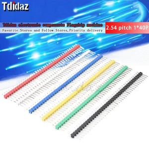 40-pin color pin header 2.54 pitch 1*40P single-row straight pin green/white/red/blu e/yellow/black  PCB pin strip for Arduino