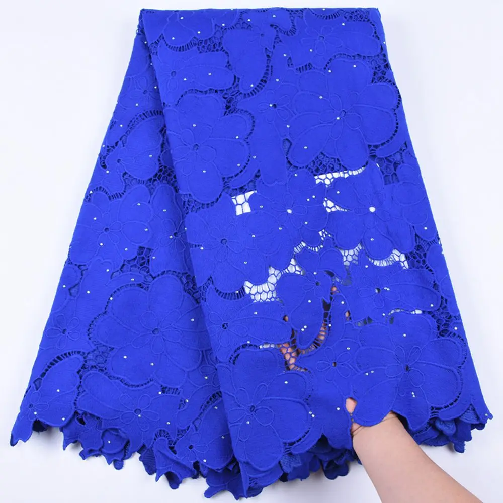 

Latest Blue Style Guipure Lace Embroidery African French Cord Lace Fabric High Quality Nigerian Cord Lace Fabric For Party S1696