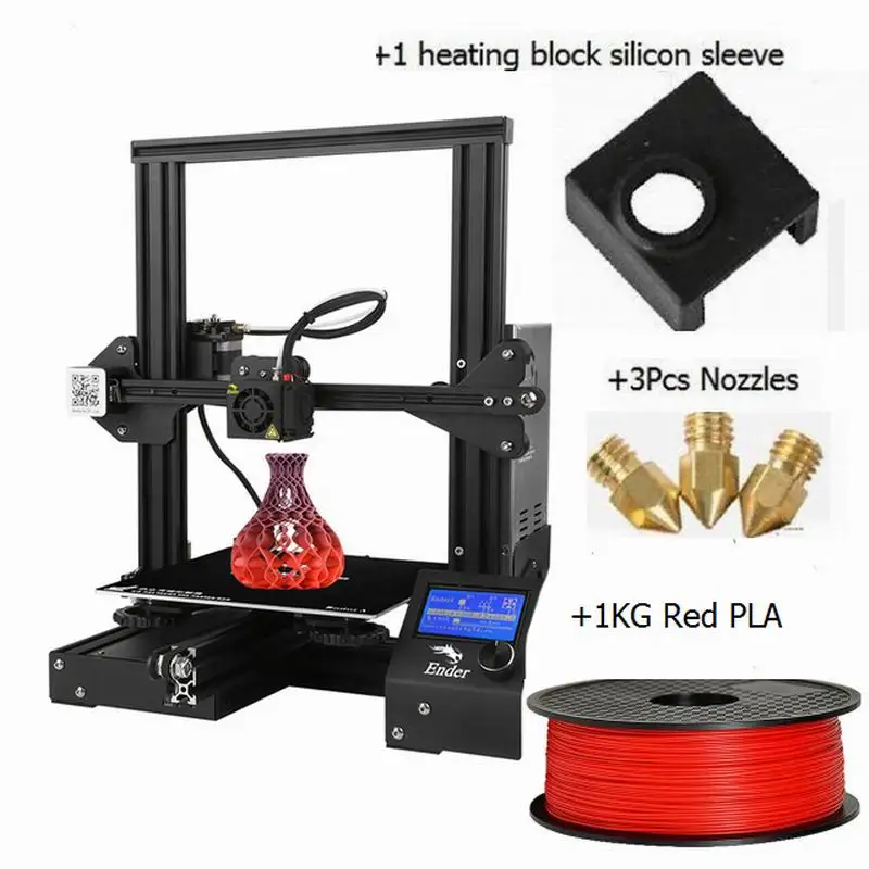CREALITY Ender-3 с 3 насадками/PLA/силиконовый 3D v-слот Prusa l3 Новая мода DIY KIT принтер