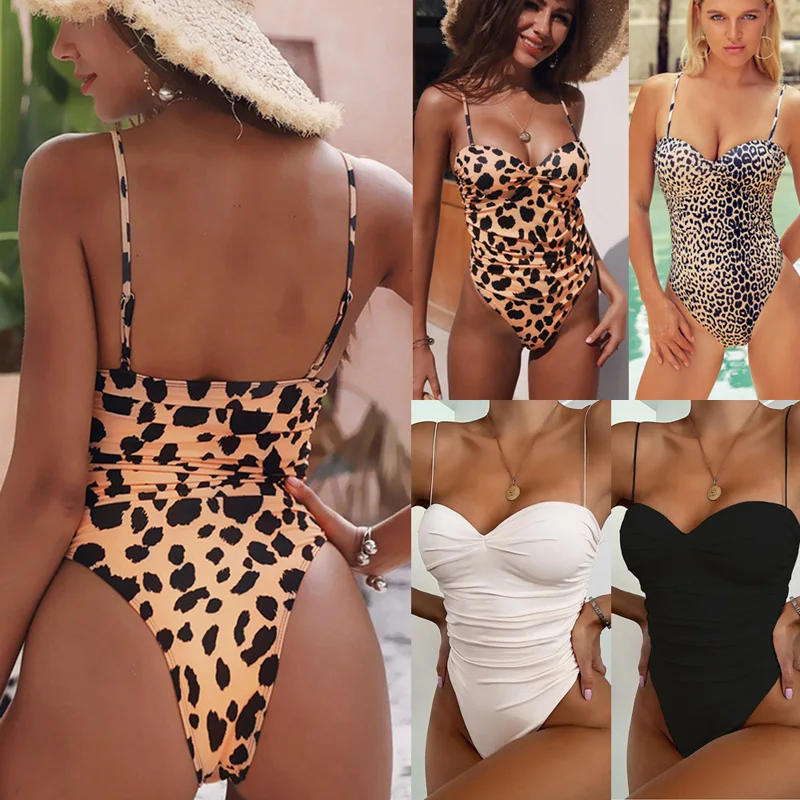 

Women Push Up Padded Bra One Piece Swimsuit Sexy Folds Swimwear Female Bathing Suit Swimming Beachwear Summer Monokini Bodysuits