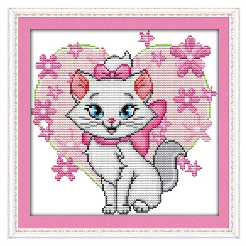 Розовый Кот (8) набор крестиков мультфильм 14ct 11ct граф печать холсты стежков