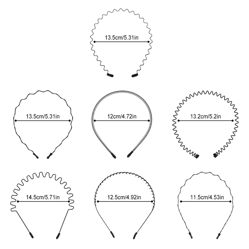 

9pcs/set Unisex Black Metal Wave Headband Hairbands Hair Band, Multi-Style Metal Black Flexible Headband Hair Band For Women Men