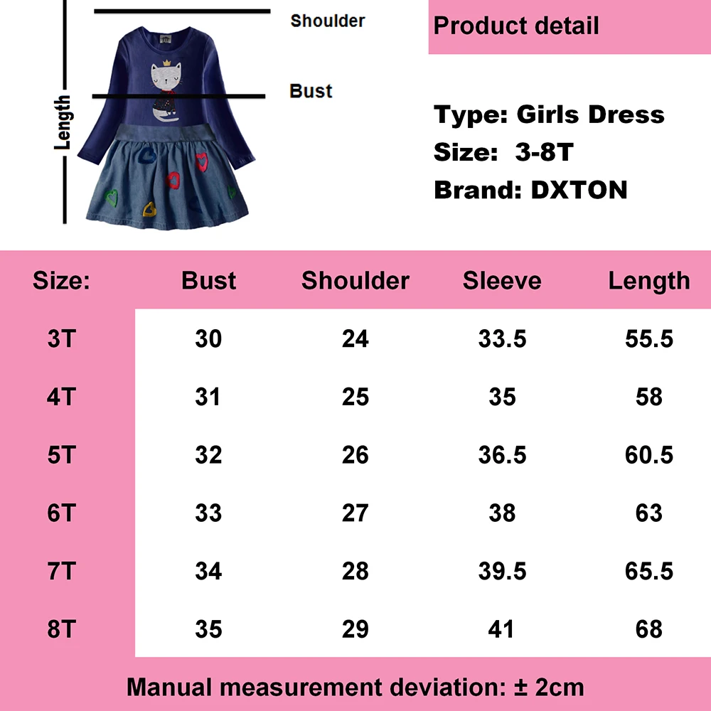 DXTON/Детские зимние платья для девочек Детское платье с длинными рукавами Платье в