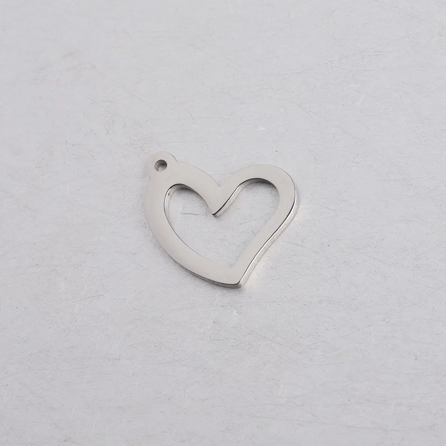 

Jaymaxi Heart Tag Charms Mirror Polished Stainless Steel Hollow Heart Pendant For DIY Jewelry Making 18*19mm 20Pieces/lot