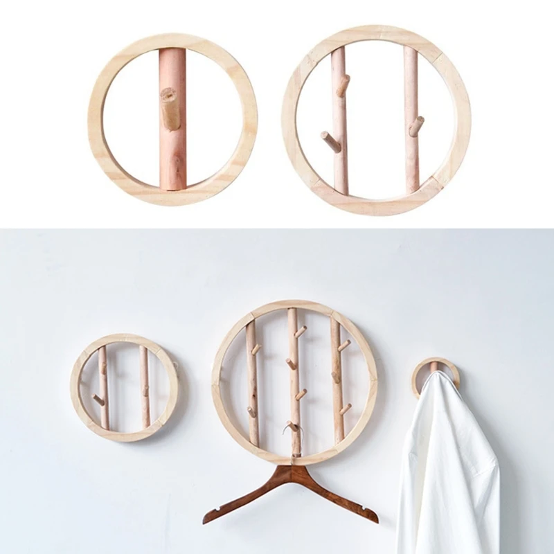 

Solid Wood Round Wall Hanging Clothes Hook Decorative Crochet Nordic Wooden 72XF