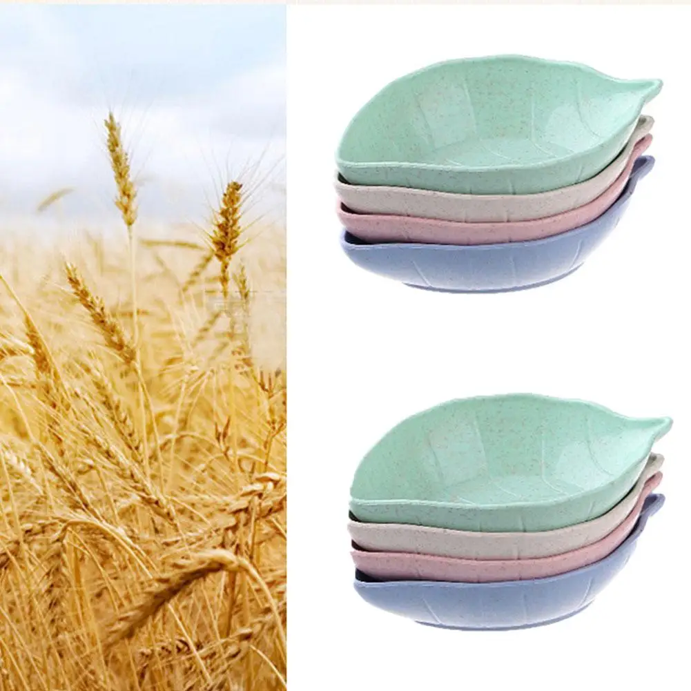 Креативная мини-тарелка в форме листа из пшеничной соломы для приправ соуса