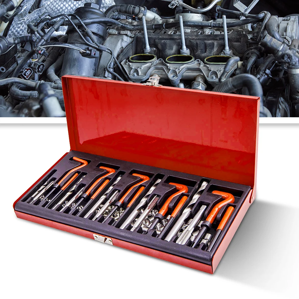

131Pc Thread Repair Kit HSS Drill Helicoil Metric Set Heli Coil Tap Insert Case Thread Repair Kit SAE 1/4" 5/16" Inch W/Case
