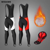wosawe mens cycling long pants thermal reflective winter bib shorts with braces cycling gel pad mtb bike trousers