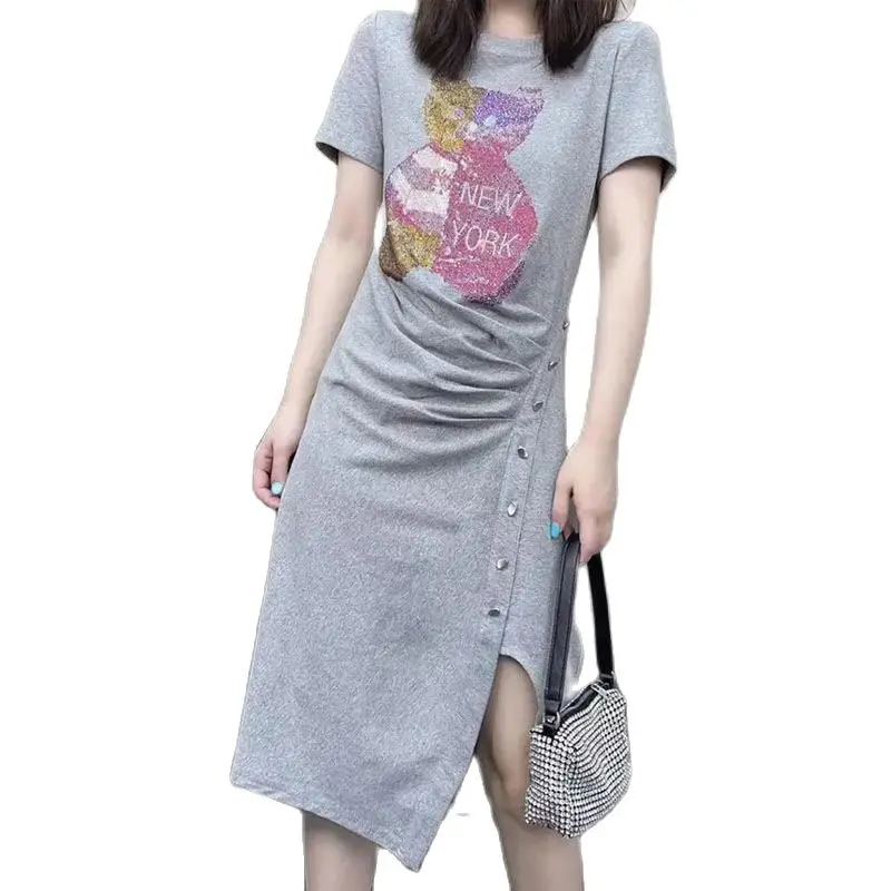 

Fashion Plus Size Dresses For Women 2021 Nnew Summer Dress Temperament is Thin, Irregular Design Split Mid-Length Dress Trend