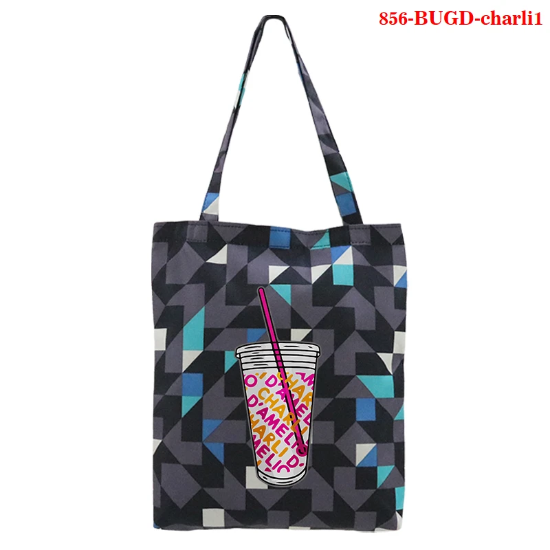 

Women Canvas Tote Bag Eco Shopping Bag Large Capacity Shoulder Bag for Women Charli D'Amelio Female Foldable Beach Shopper Bag