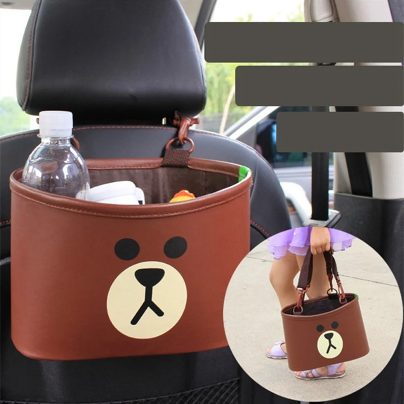 

Leather Car Backseat Organizer Storage Pockets Cartoon Auto Seat Back Storage Bag Car Styling Stowing Tidying Accessories